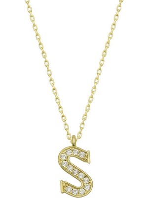 Inure Jewelry Gümüş Gold S Harfi Kadın Kolye