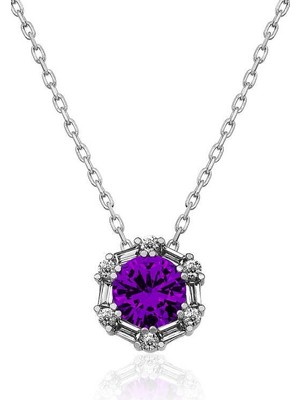 Inure Jewelry Gümüş Menekşe Moru Baget Taşlı Bayan Kolye