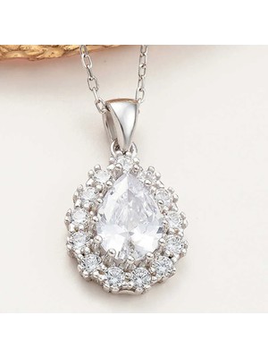 Inure Jewelry Gümüş Damla Zirkon Taşlı Kadın Kolye