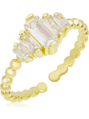 Inure Jewelry Gümüş Gold Ayarlanabilir Baget  Kadın Yüzük