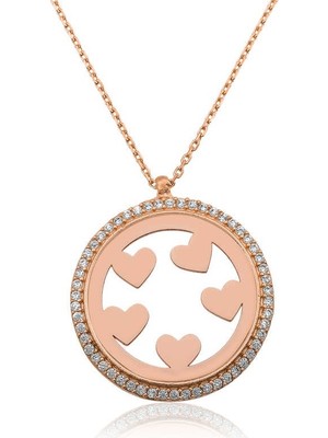 Inure Jewelry ​Gümüş Rose Kalp Çemberi Bayan Kolye
