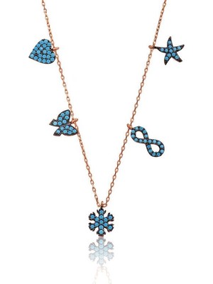 Inure Jewelry Gümüş Firuze Taşlı Şans Kolyesi