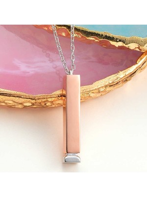 Inure Jewelry Gümüş İsim Yazılabilen Açılır Çubuk Kadın Kolye