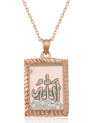 Inure Jewelry Gümüş Rose Allah Yazılı Kadın Kolye
