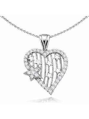 Inure Jewelry Gümüş Kalp Yıldız Bayan Kolye