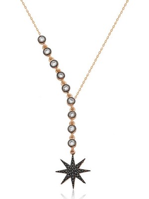 Inure Jewelry Gümüş Sıra Taşlı Yıldız Bayan Kolye