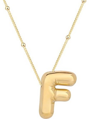 Inure Jewelry Gümüş Gold Balon F Harfi Kadın Kolye