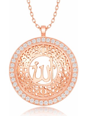 Inure Jewelry Gümüş Rose Allah Yazılı Kadın Kolye