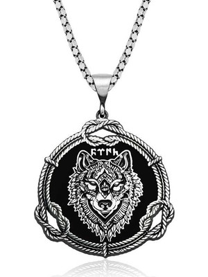 Inure Jewelry Gümüş Kurt Motifli Göktürkçe Türk Yazılı Kolye