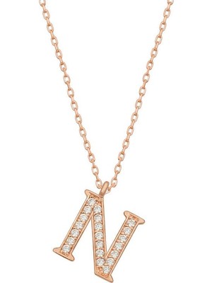 Inure Jewelry Gümüş Rose N Harfi Kadın Kolye