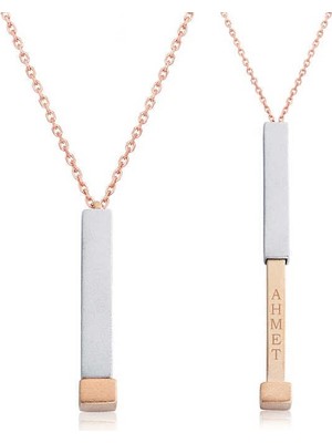 Inure Jewelry Gümüş Rose İsim Yazılabilen Açılır Çubuk Kadın Kolye