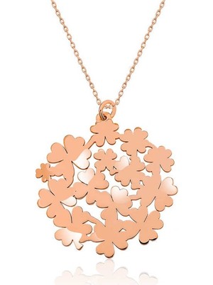 Inure Jewelry Gümüş Rose Yonca Buketi Kolye