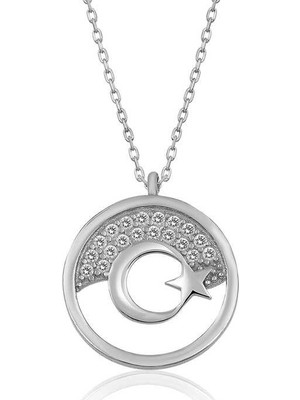 Inure Jewelry Gümüş Ay Yıldız Bayan Kolye
