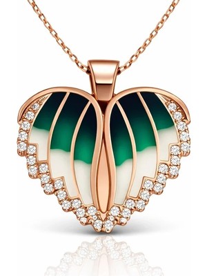 Inure Jewelry Gümüş Rose Kalpli İsimli Bayan Kolye