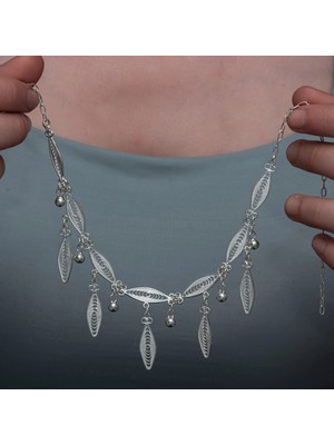 Inure Jewelry Gümüş Sonsuz Yaprak Telkari Kadın Kolye