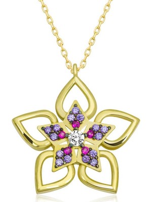 Inure Jewelry ​Gümüş Gold Çiçek Kadın Kolye