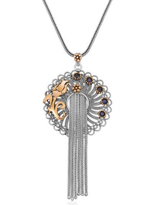 Inure Jewelry Gümüş Telkari Mavi Taşlı Kadın Kolye
