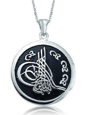 Inure Jewelry Gümüş Yuvarlak Tuğralı Bayan Kolye