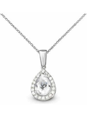Inure Jewelry Gümüş Damla Beyaz Zirkon Taşlı Kadın Kolye
