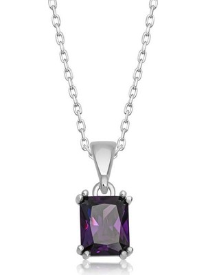 Inure Jewelry Gümüş Mor Baget Taşlı Kadın Kolye