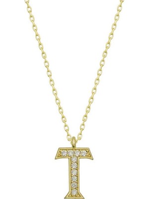 Inure Jewelry Gümüş Gold T Harfi Kadın Kolye