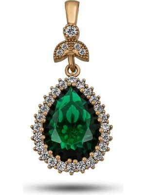 Inure Jewelry Gümüş Zümrüt Taşlı Hürrem Kadın Kolye Ucu