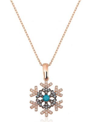 Inure Jewelry Gümüş Rose Kar Tanesi Bayan Kolye