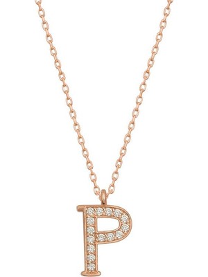 Inure Jewelry Gümüş Rose P Harfi Kadın Kolye