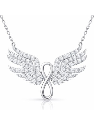 Inure Jewelry Gümüş Melek Kanadı Sonsuzluk Kadın Kolye