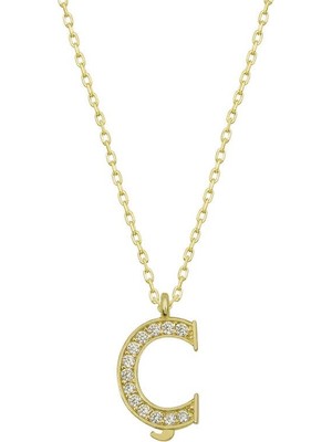 Inure Jewelry Gümüş Gold Ç Harfi Kadın Kolye
