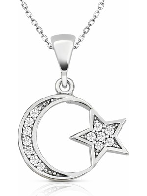 Inure Jewelry Gümüş Ay Yıldız Bayan Kolye