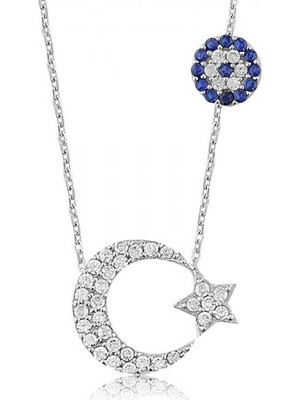 Inure Jewelry Gümüş Ay Yıldız Bayan Kolye