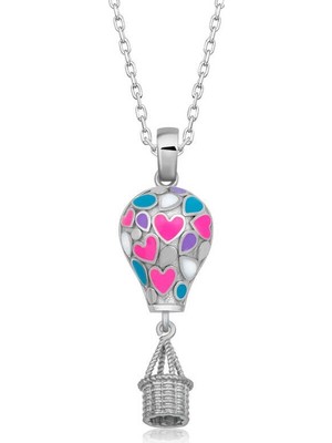 Inure Jewelry Gümüş Kalpli Kapadokya Balon Kadın Kolye