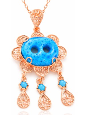 Inure Jewelry Gümüş Rose Süryani Gözü Kadın Kolye