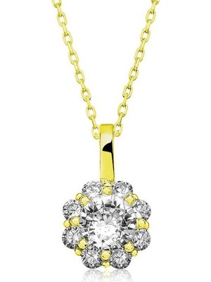 Inure Jewelry Gümüş Gold Çiçek Kolye