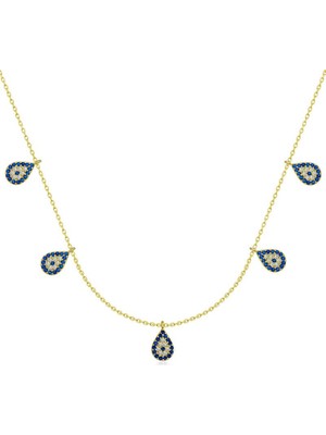 Inure Jewelry Gümüş Gold Nazarlı Şans Kadın Kolye
