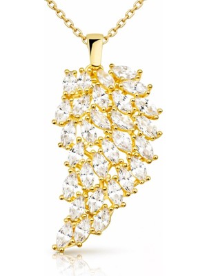 Inure Jewelry ​Gümüş Gold Melek Kanadı Bayan Kolye