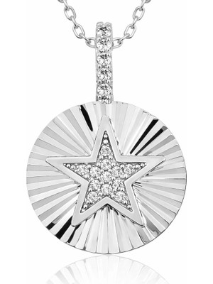 Inure Jewelry ​​Gümüş Fırfırlı Yıldız Bayan Kolye