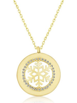 Inure Jewelry Gümüş Gold Kar Tanesi Bayan Kolye