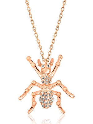 Inure Jewelry Gümüş Rose Örümcek Bayan Kolye