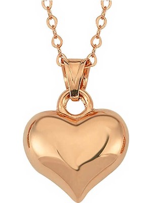 Inure Jewelry Gümüş Rose Küçük 3 Boyutlu Kalp Kadın Kolye