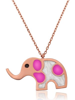 Inure Jewelry Gümüş Rose Fil Bayan Kolye