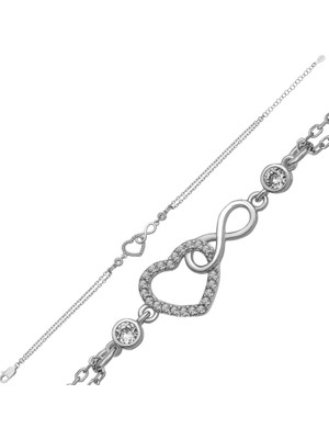 Inure Jewelry Gümüş Sonsuz Aşk Kalp Kadın Bileklik