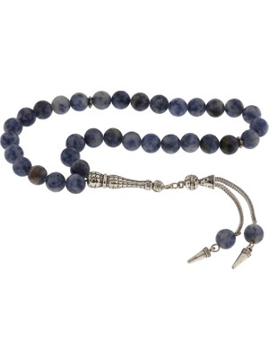 Inure Jewelry ​Doğaltaş Metal Püsküllü Sodalit Taşı Tesbih
