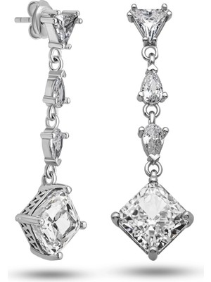 Inure Jewelry Gümüş Ice Cut Zirkon Taşlı Işıltılı Kadın Küpe