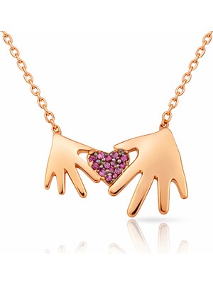 Inure Jewelry Gümüş Rose Anne Çocuk Eli Bayan Kolye