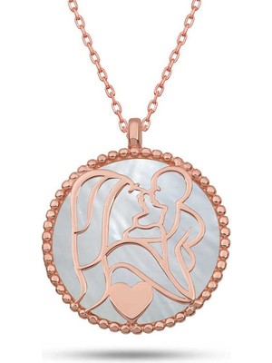 Inure Jewelry Gümüş Rose Sedef Taşlı Anne Çocuk Sevgisi Kolye