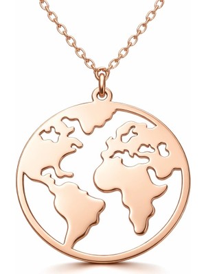Inure Jewelry ​Gümüş Rose Dünya Kolye