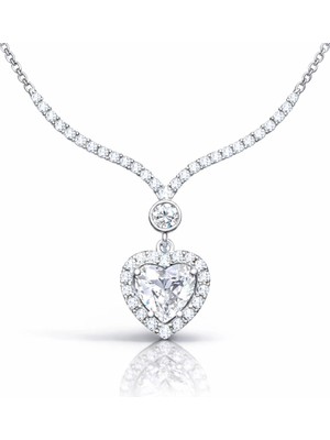 Inure Jewelry Gümüş Beyaz Zirkon Taşlı Kalp Kadın Kolye