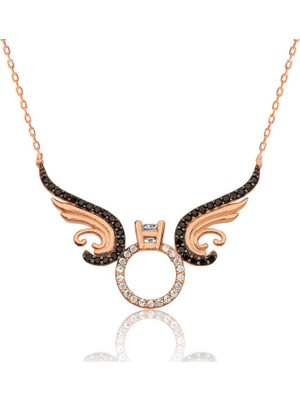 Inure Jewelry Gümüş Tek Taş Melek Bayan Kolye